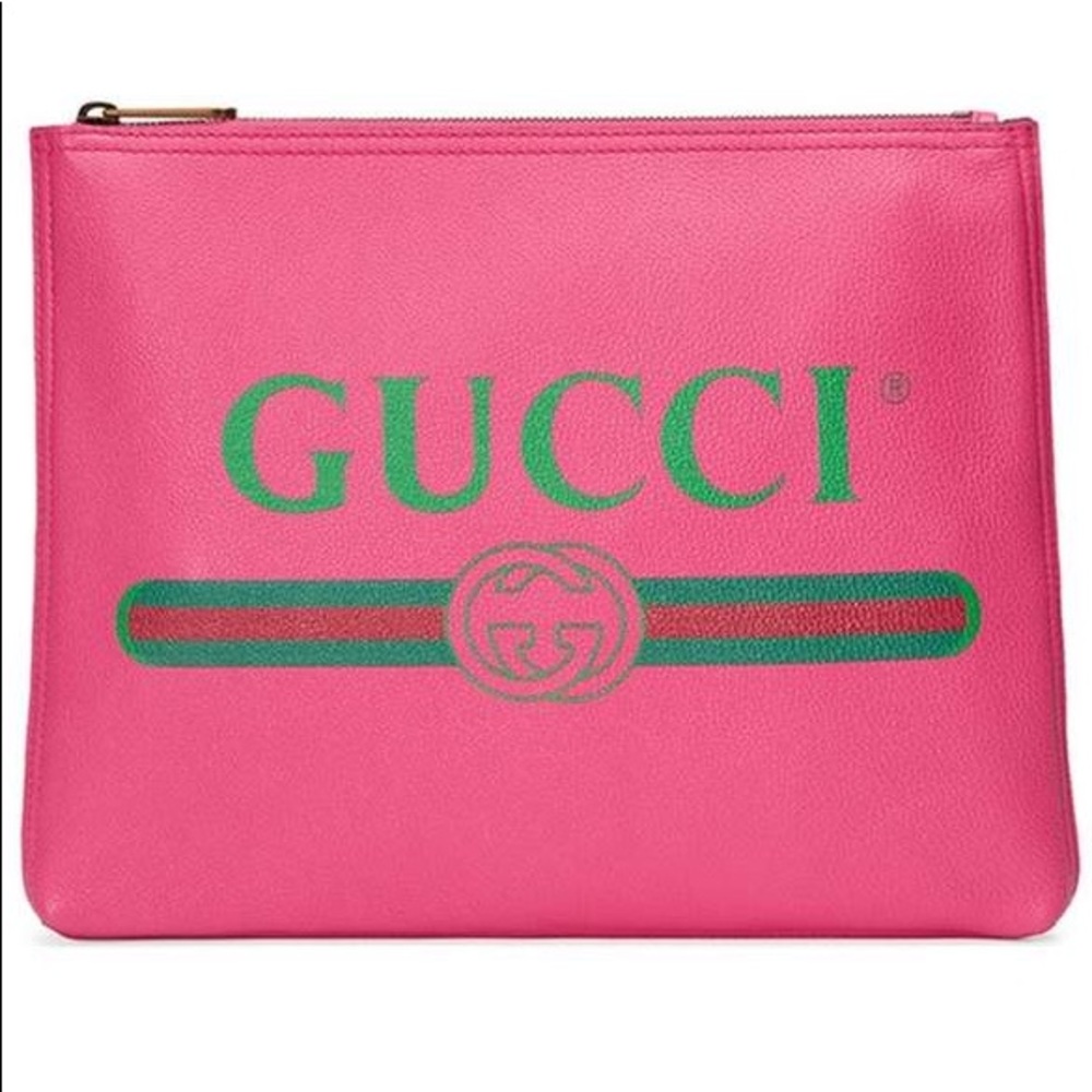 NWT Gucci Clutch GG Pink Leather Bag